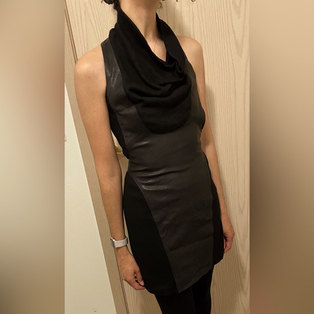 Helmut Lang black halter neck leather dress size 0